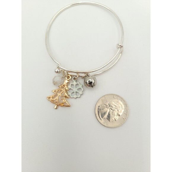Christmas Holiday Expandable Charm Bracelet Tree Snowflake Bell - Picture 5 of 5